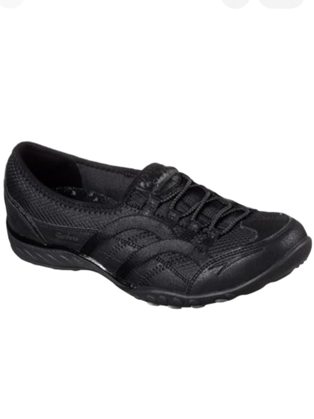 Skechers Sport Breathe Easy Faithful Fashion Black/Black Pull On Sneaker Shoes